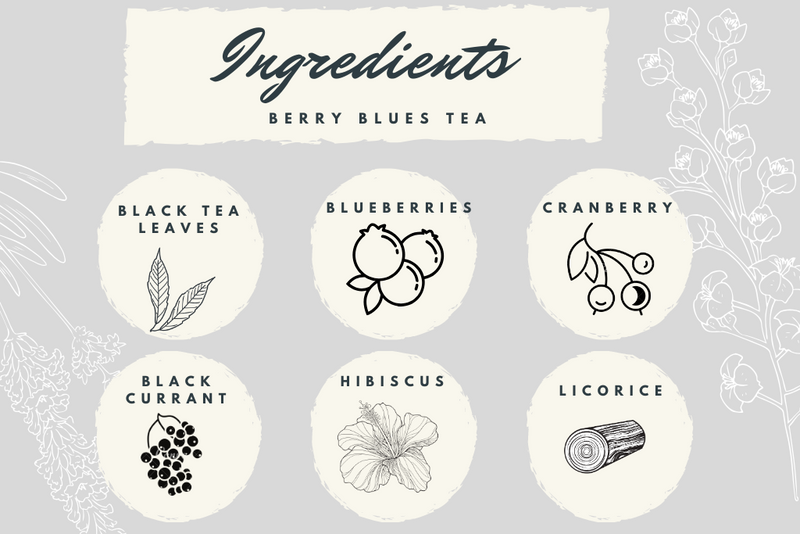 Berry Blues Black Tea - Exotic Wellness Health Tea Coffee -BREWS & BLENDS