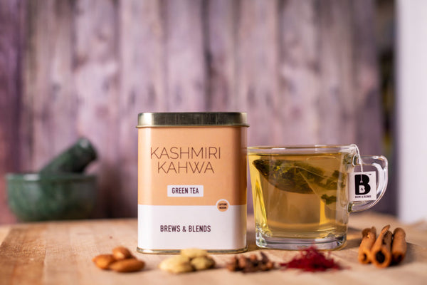 Kashmiri Kahwa Green Tea - Exotic Wellness Health Tea Coffee -BREWS & BLENDS